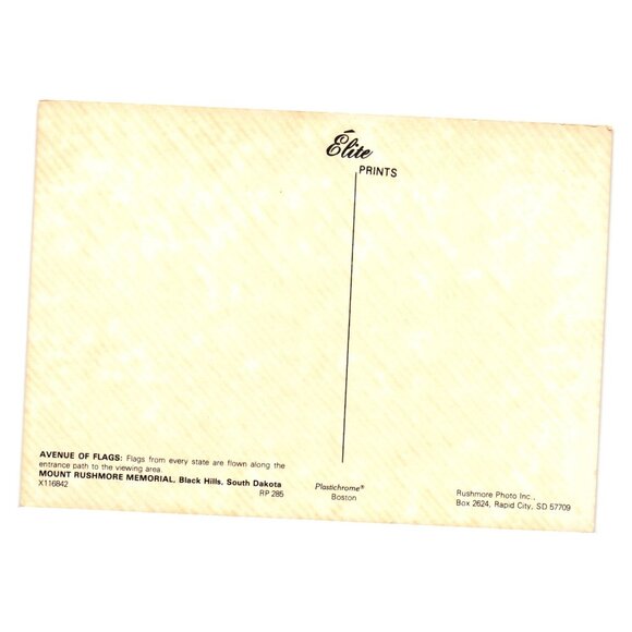 Avenue Flags Mount Rushmore South Dakota Postcard Vintage Plastichrome Unused - Picture 2 of 2